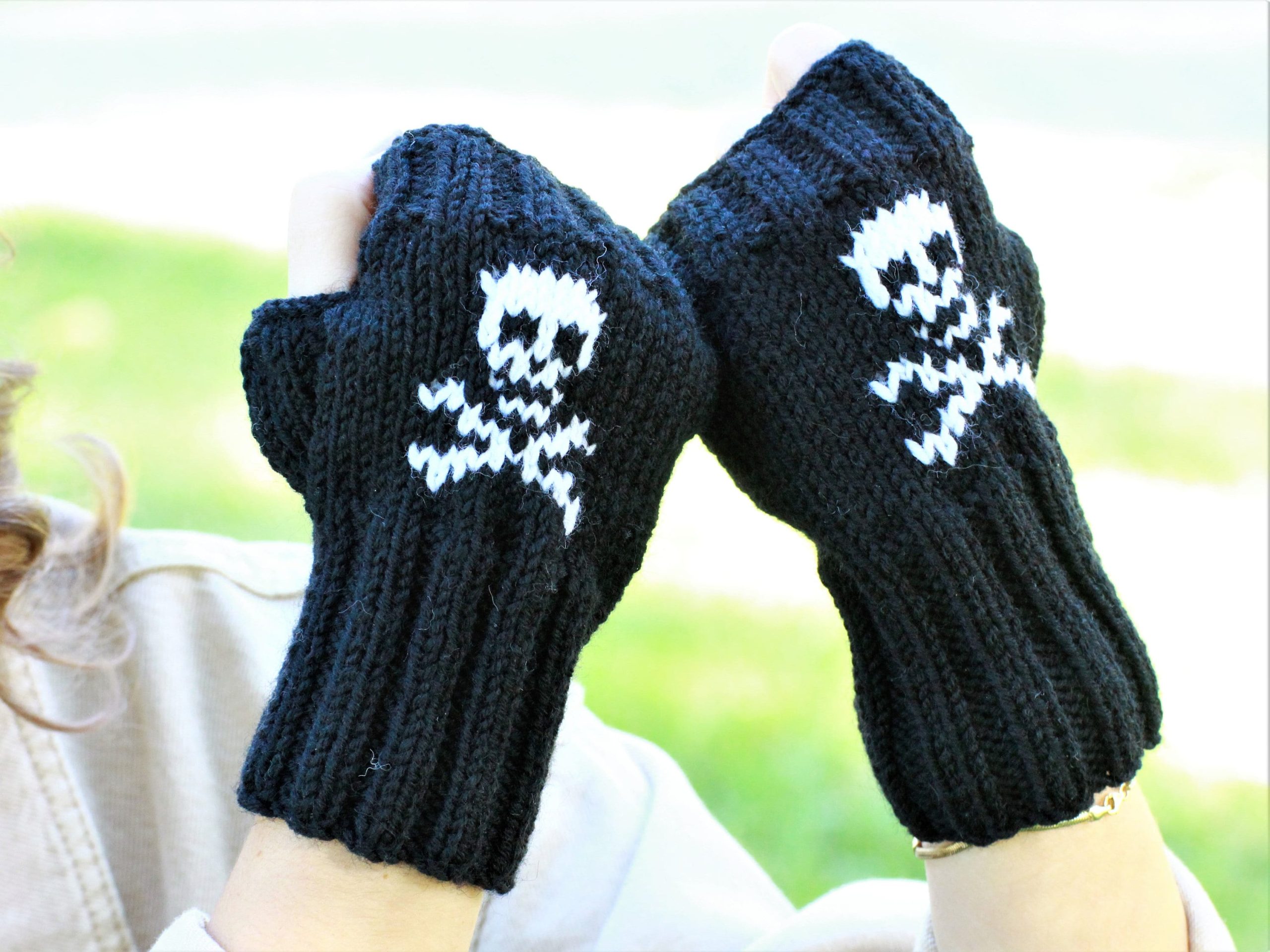 Skull Black Fingerless Gloves For Women Gothic Princess