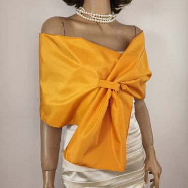 Orange Satin Shawl Wrap: Elegant Wedding Cover Up