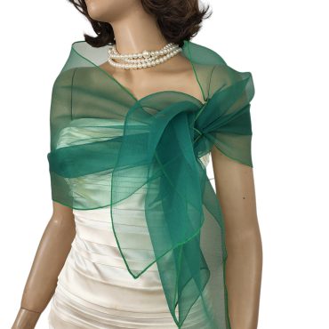 Green Organza Shawl: Kelly Hands Free Shrug Evening