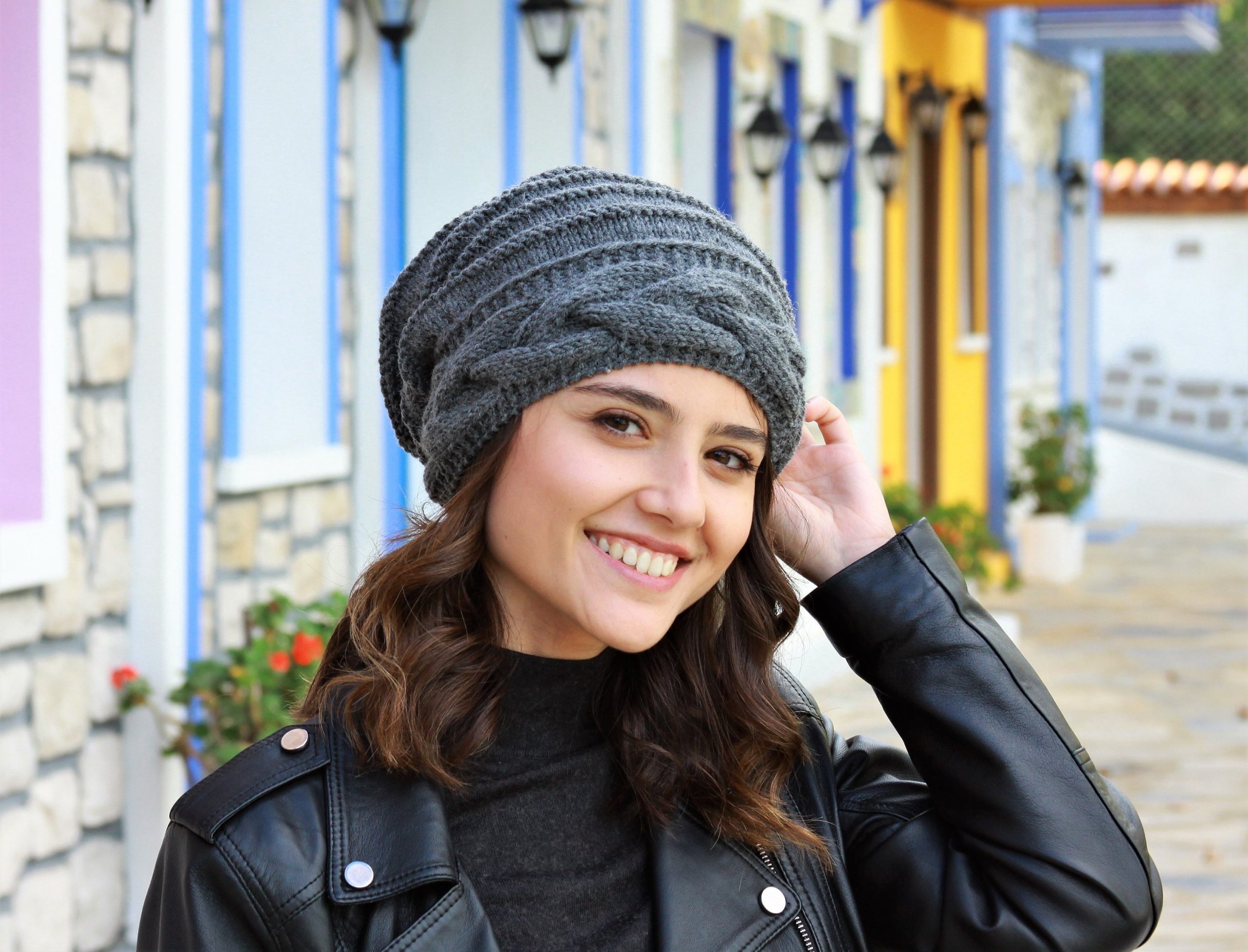 Custom Color Winter Knit Slouchy Beanie For Women