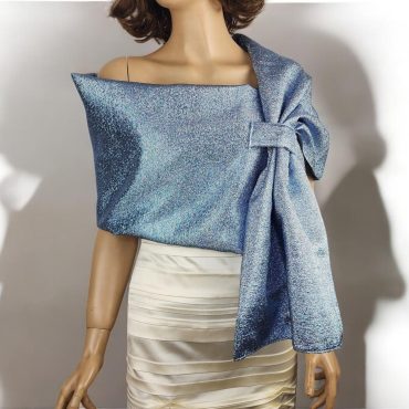 Blue Satin Wedding Wrap Bolero: Bridesmaid Shawl