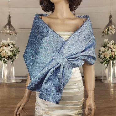 Blue Satin Wedding Wrap Bolero: Bridesmaid Shawl