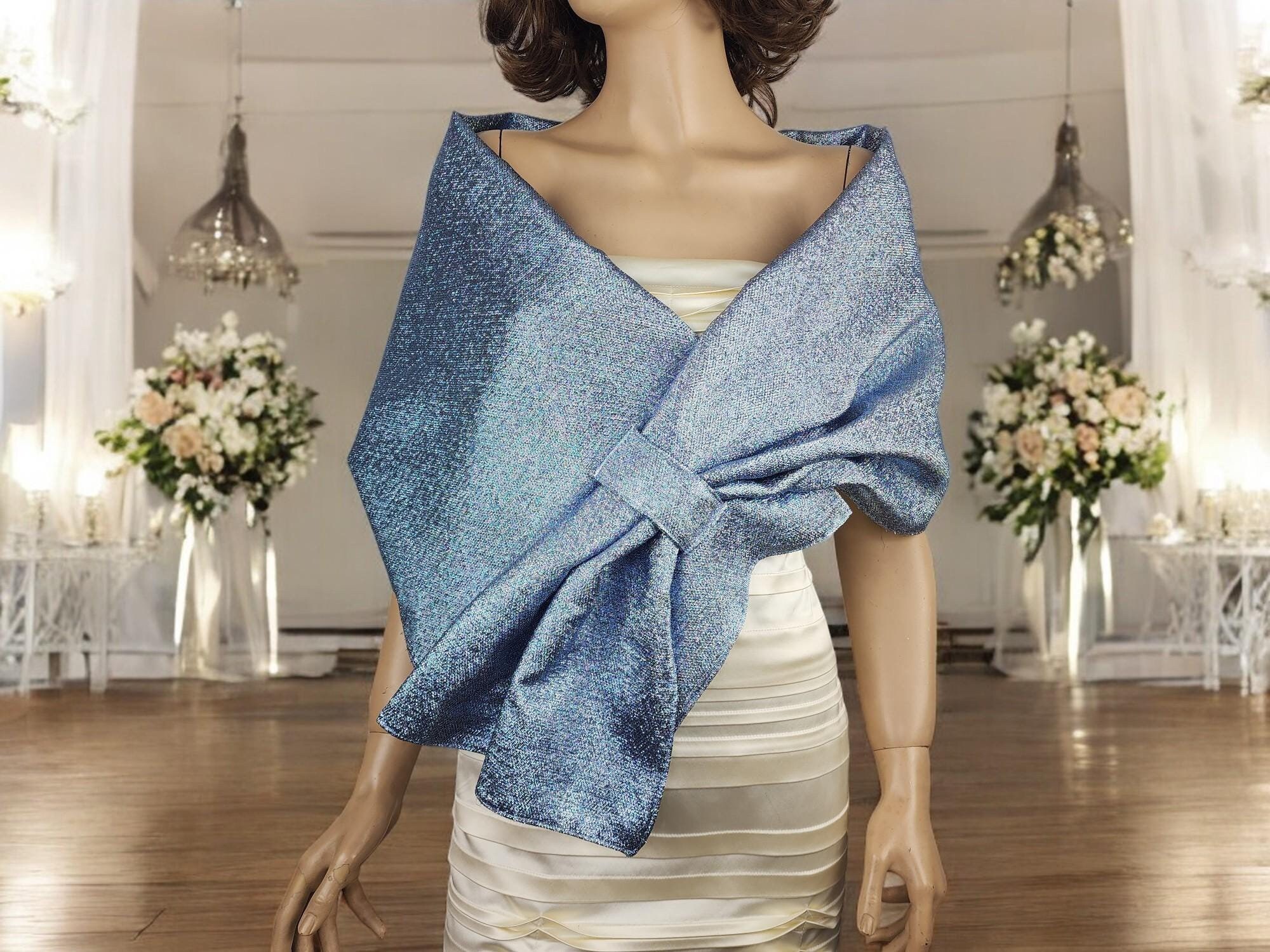 Blue Satin Wedding Wrap Bolero: Bridesmaid Shawl