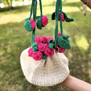 Crocet Rose Flower Bag Bouquet