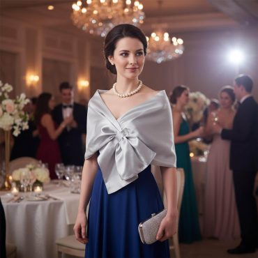 Silver Evening Wrap Shawl Gray Formal Bolero Bridal